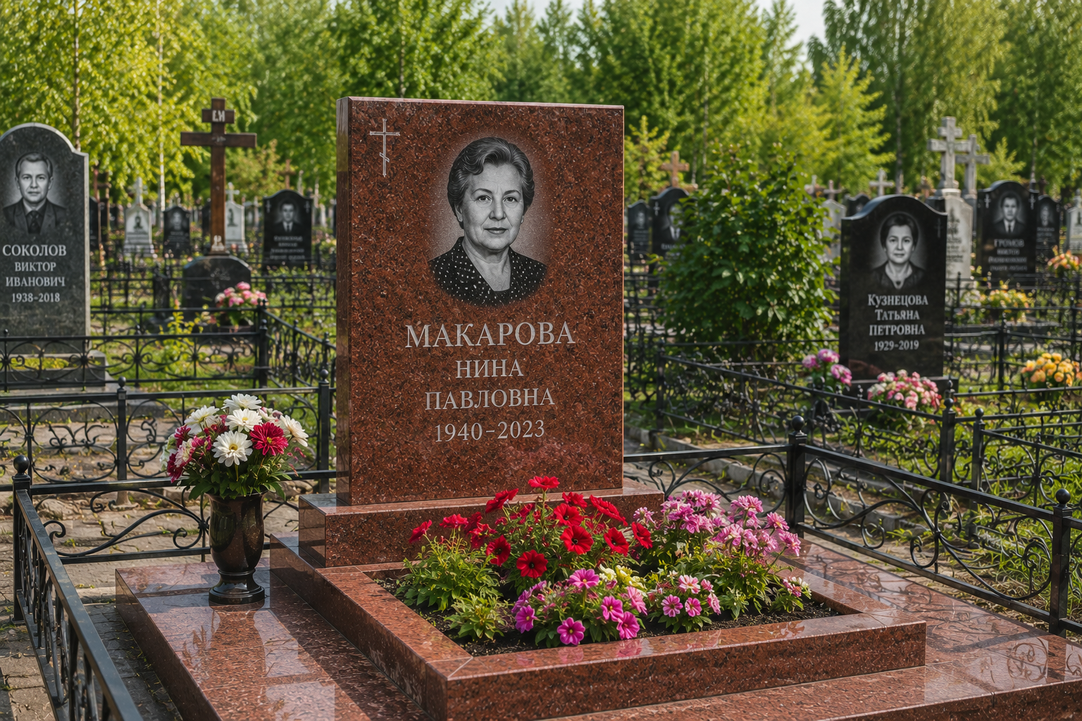 Гранитный памятник из красного гранита в Ангарске